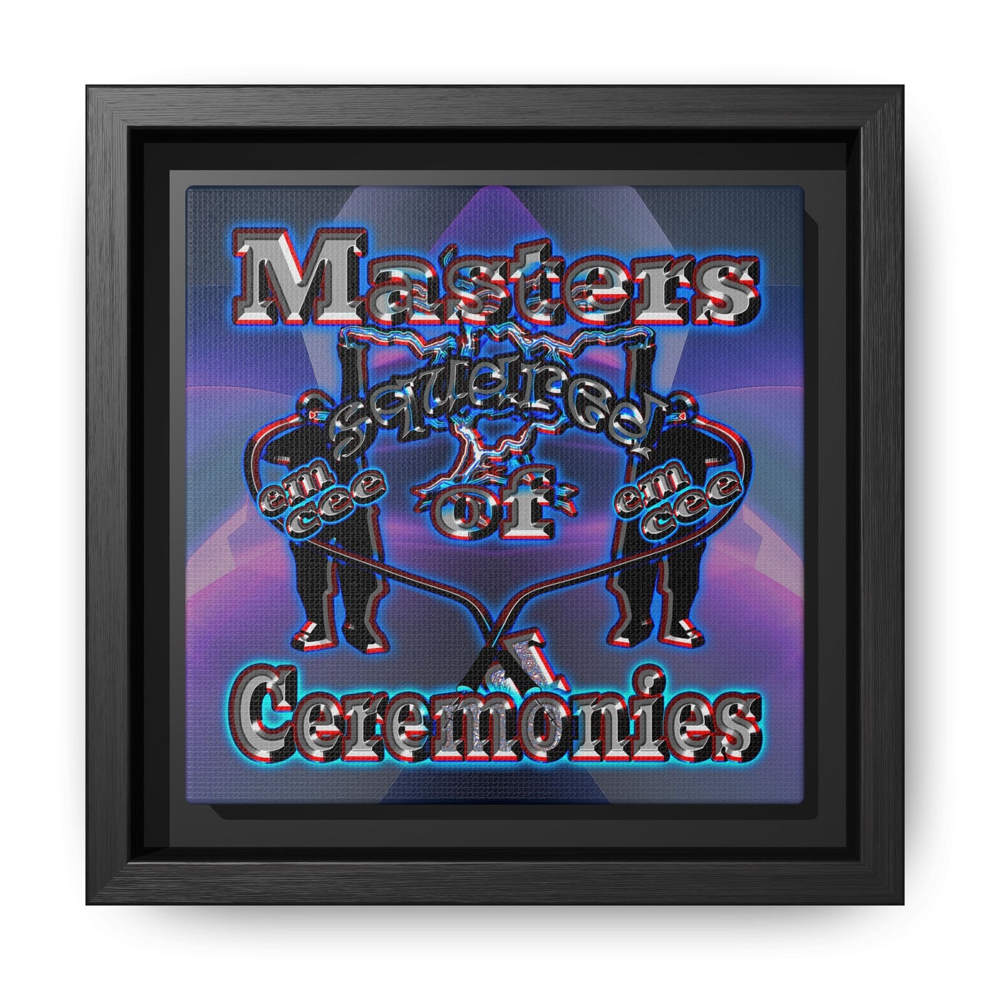 em cee squared - framed canvas art (grey-pink wave)