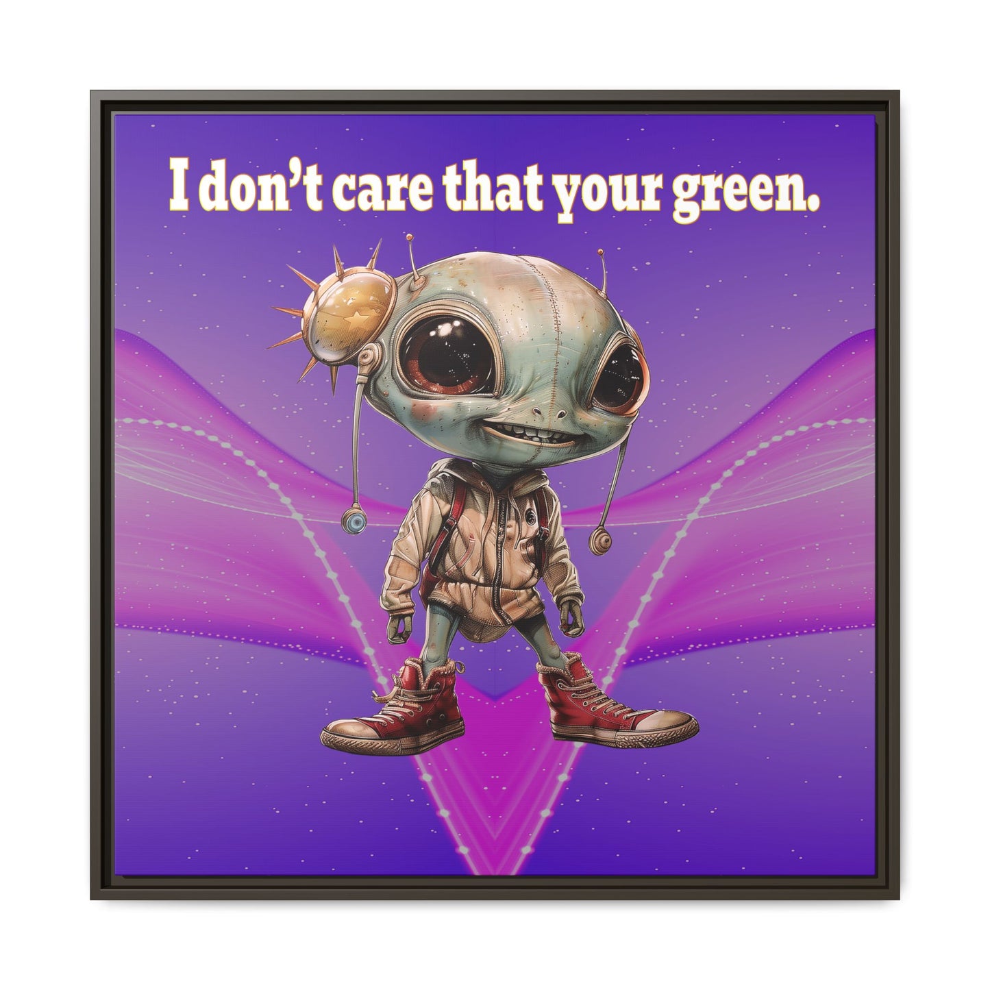 I don't care that your green - framed canvas art (purple-pink wave)