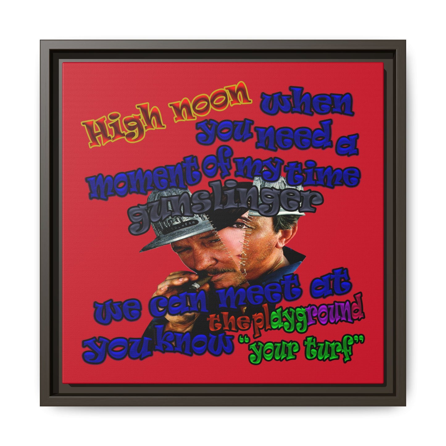 high noon - framed canvas art (dark red)