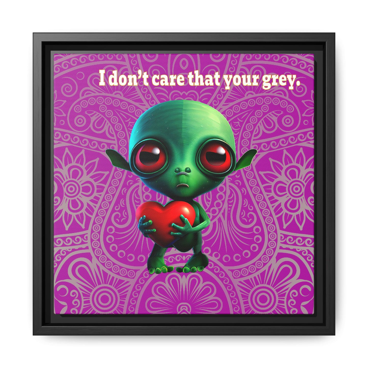 I don't care that your grey - framed canvas art (pink swirl)