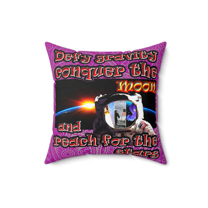 defy conquer reach - Spun Polyester Square Pillow - (pink swirl)