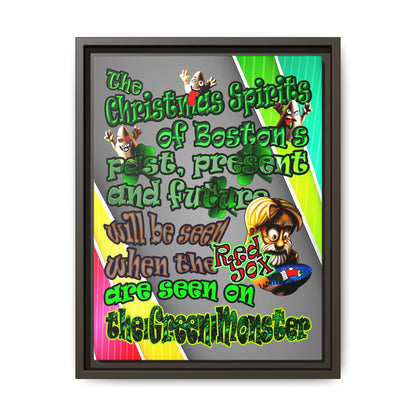 christmas spirits of boston - framed canvas art (rainbow split)