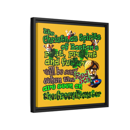 christmas spirits of boston - framed canvas art (yellow)