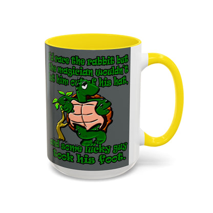 turtle race - Accent Mug (dark grey)