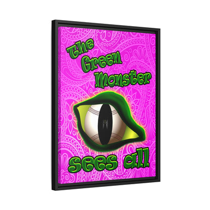 green monster - framed canvas art (pink swirl)