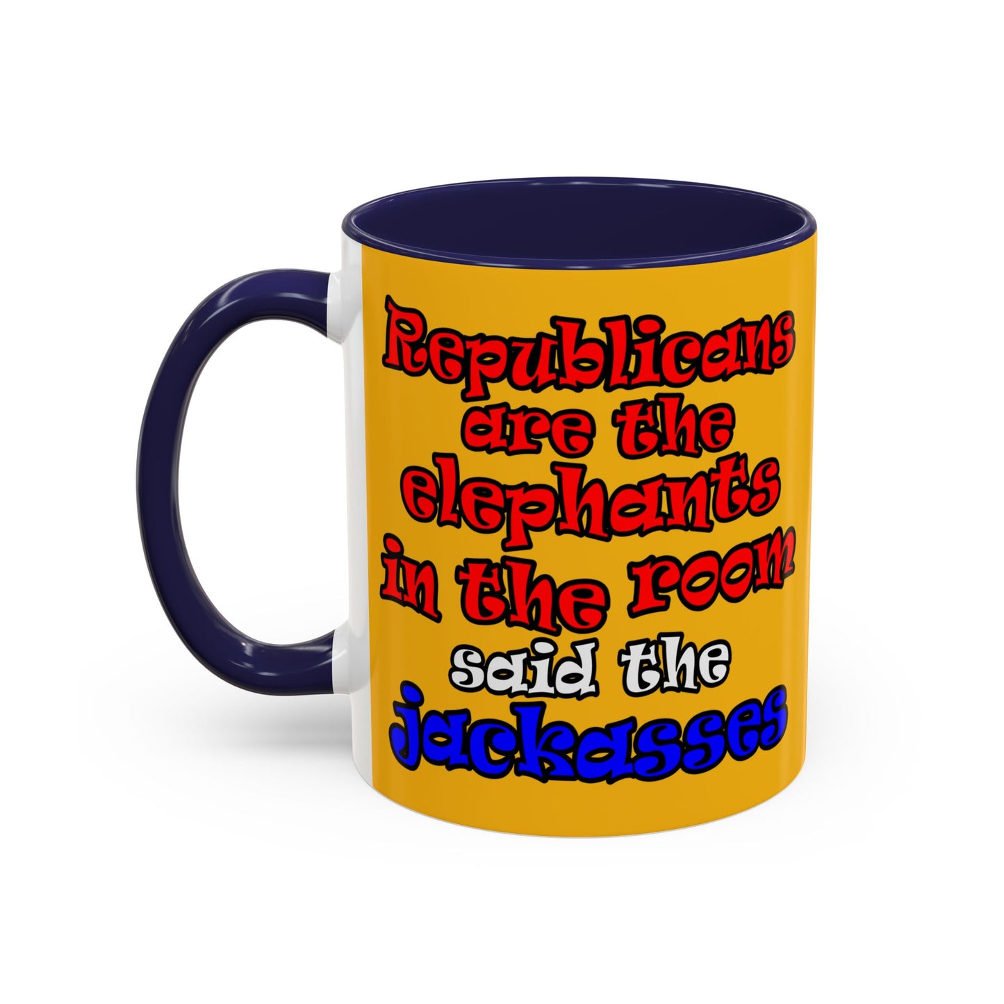 donkeys and elephants - Accent Mug (yellow)