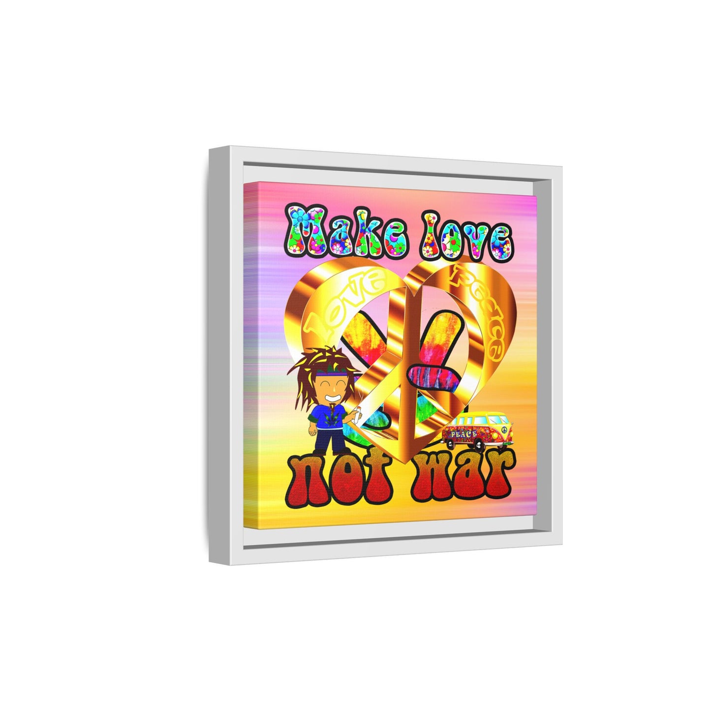 love peace - framed canvas art (color blur)