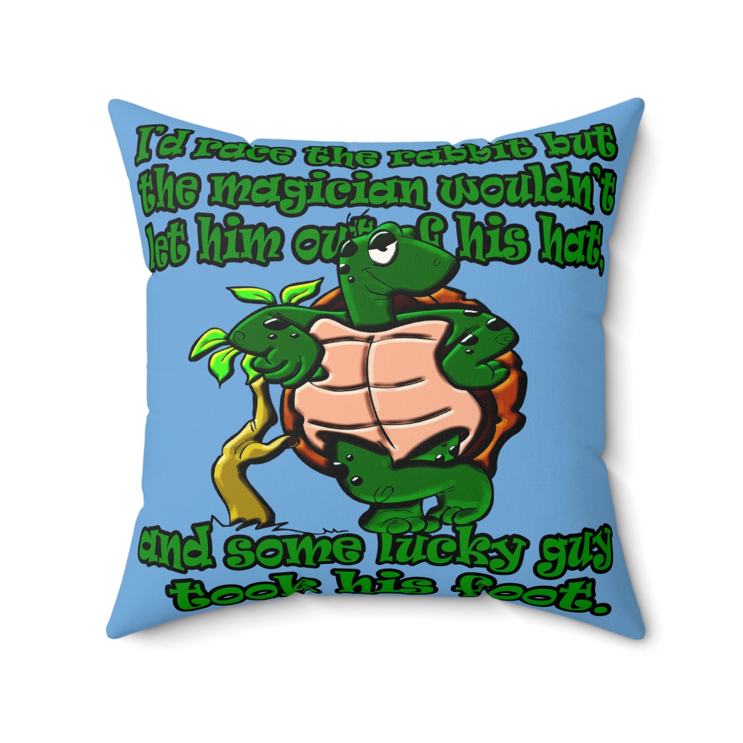 turtle race - Faux Suede Square Pillow - (light blue)