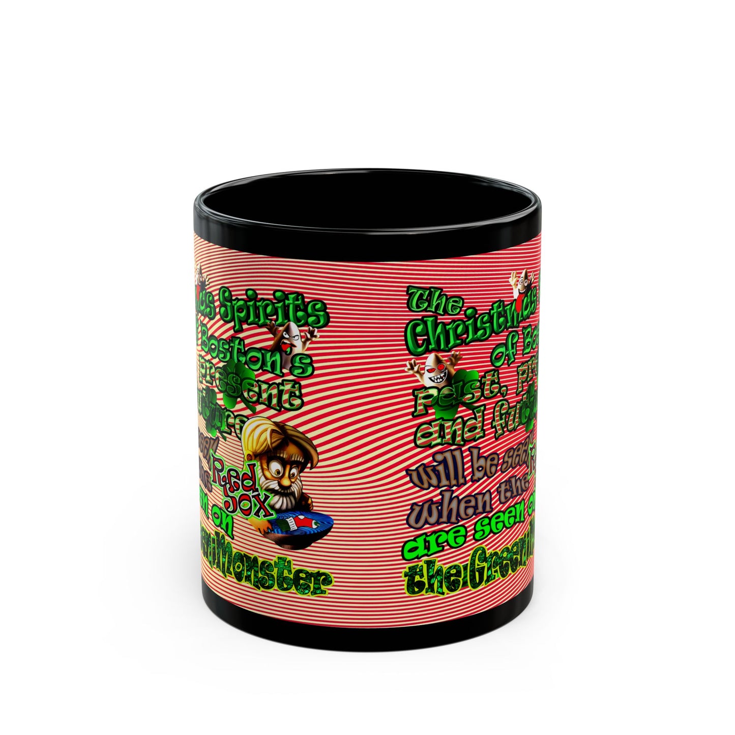 christmas spirits of boston - Black Mug (yellow-orange wave)