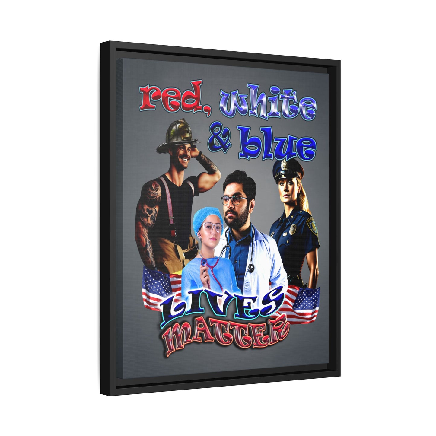 rw&b lives matter - framed canvas art (grey-light grey)