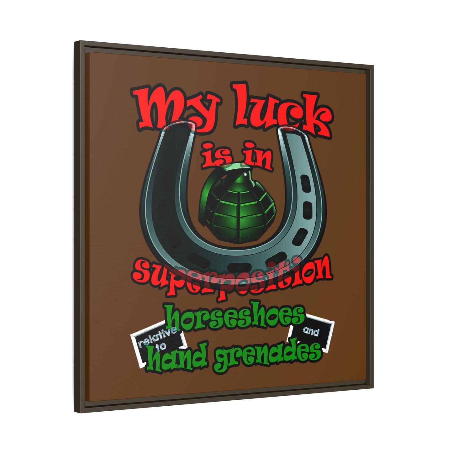 my luck - framed canvas art (brown)