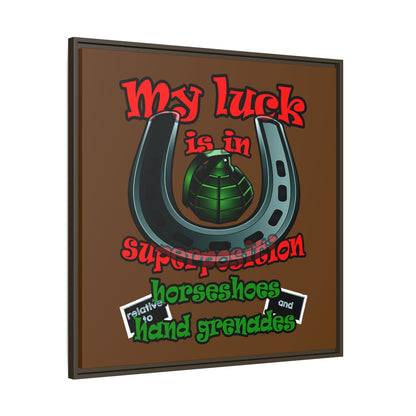my luck - framed canvas art (brown)