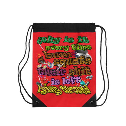 the bum's shit - Drawstring Bag (red)
