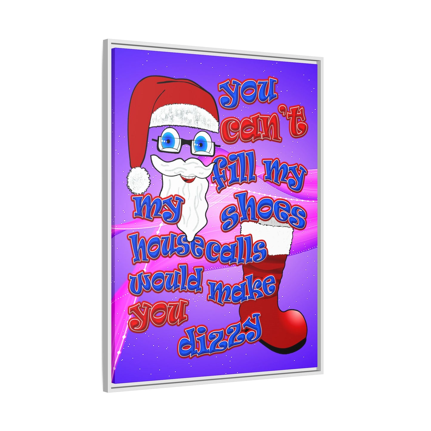 santa's shoes - framed canvas art (purple-pink wave)