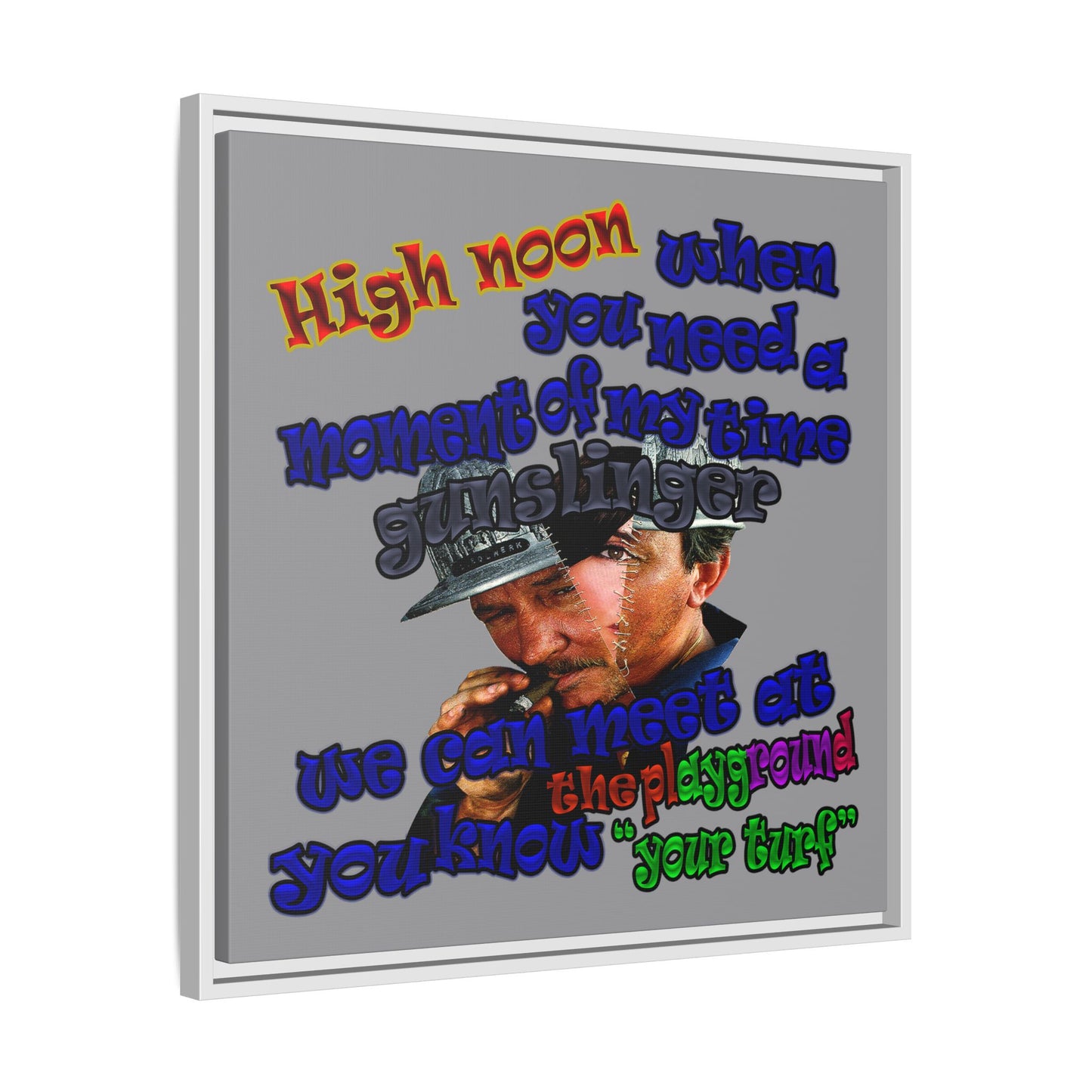 high noon - framed canvas art (grey)