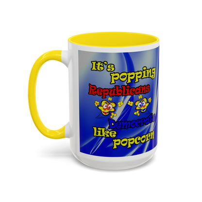popping like popcorn - Accent Mug (blue-white wave)