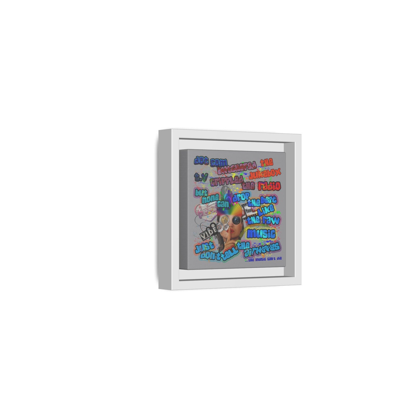 drop the beat - framed canvas art (grey)