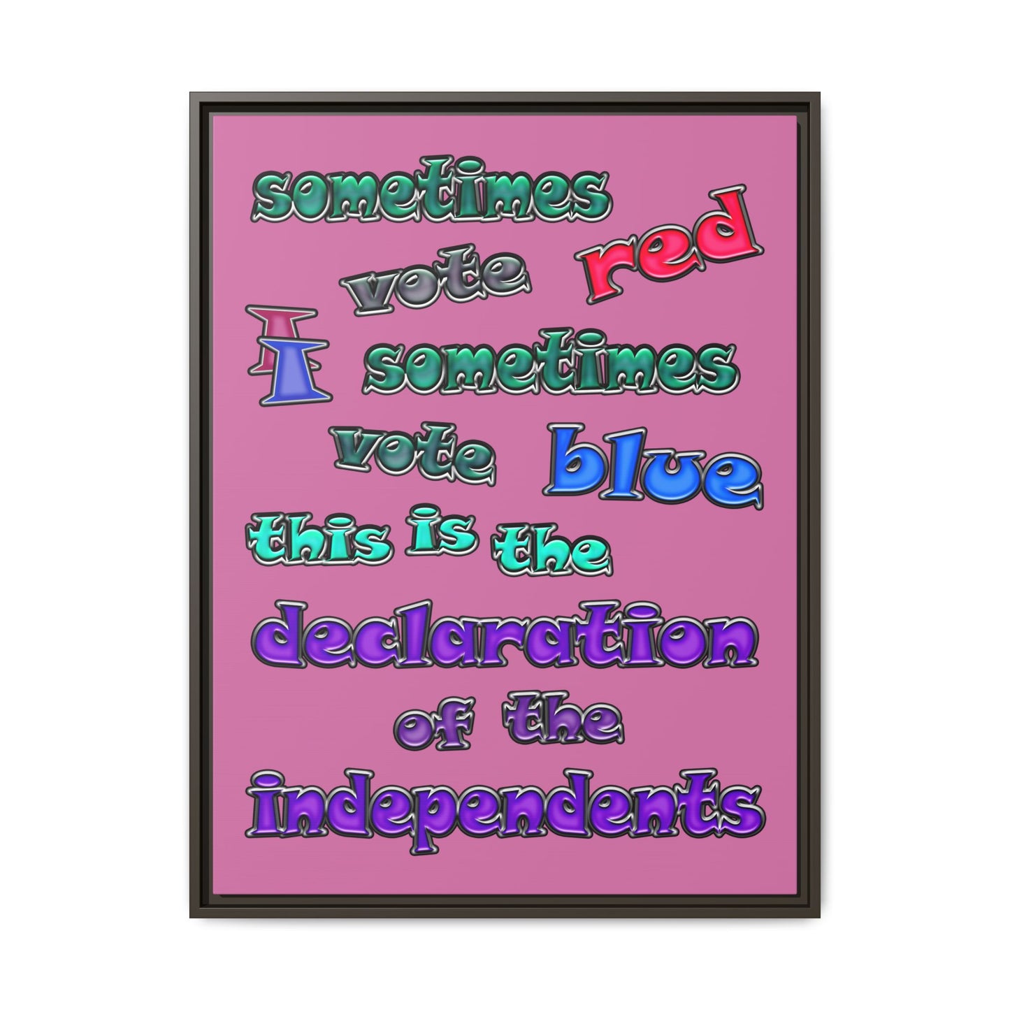 declaration of the independents - framed canvas art (light pink)
