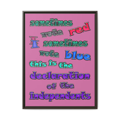 declaration of the independents - framed canvas art (light pink)