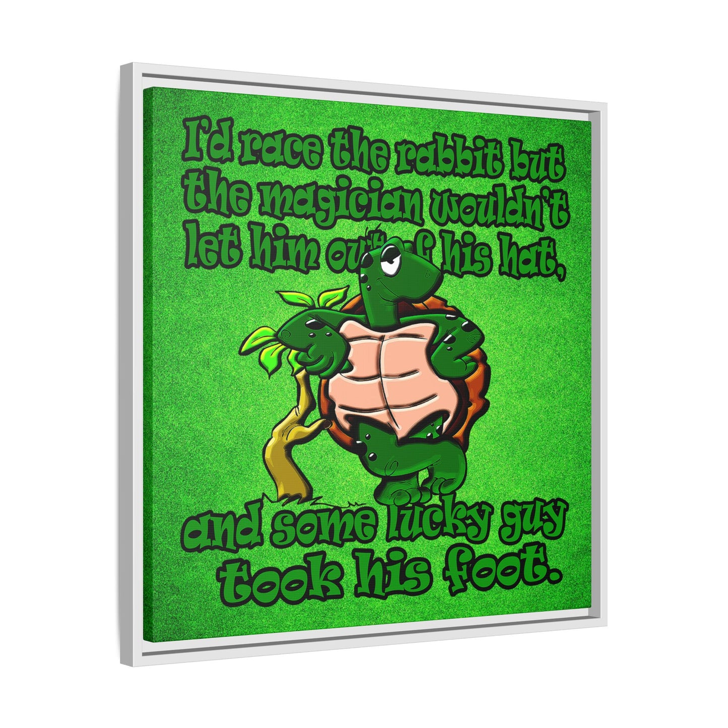 turtle race - framed canvas art (green turf)
