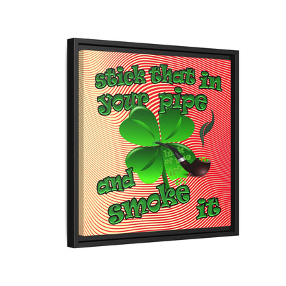 stick that in your pipe and smoke it - framed canvas art (yellow-orange wave)
