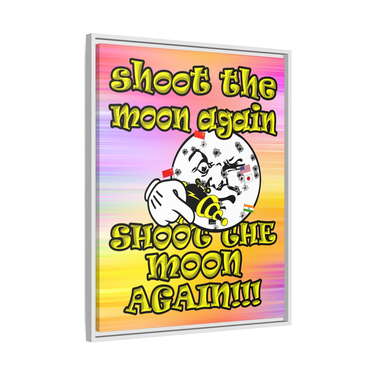 shoot the moon again - framed canvas art (color blur)