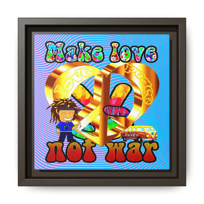 love peace - framed canvas art (light blue-purple wave)