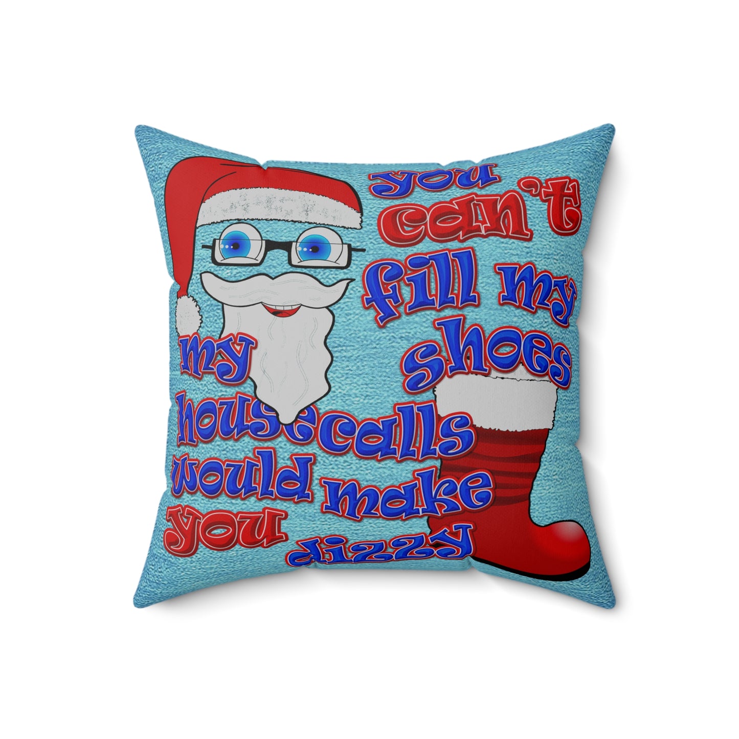santa's shoes - Spun Polyester Square Pillow - (faded dark blue)