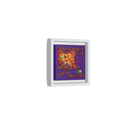 schrodinger's cat - framed canvas art (purple)
