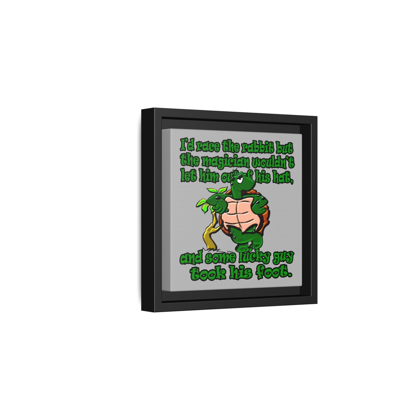 turtle race - framed canvas art (light grey)