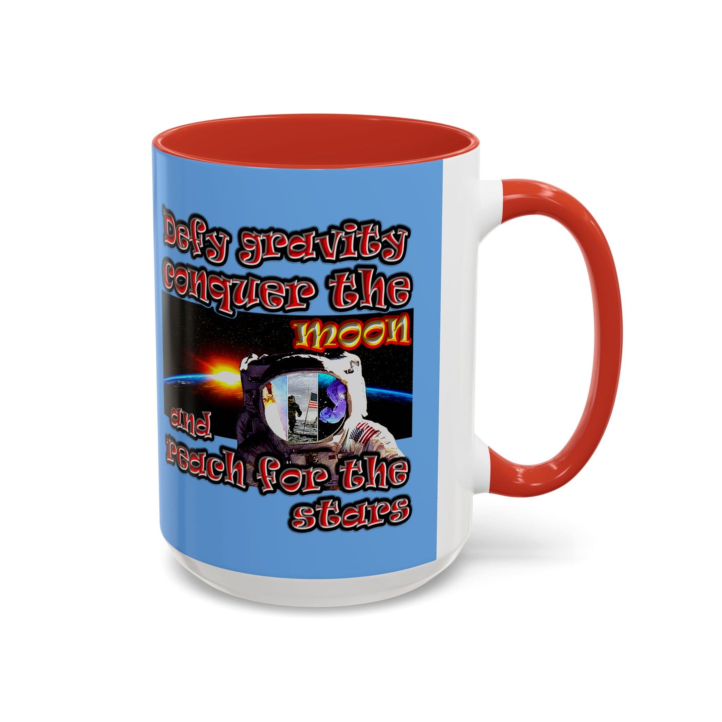 defy conquer reach - Accent Mug (light blue)