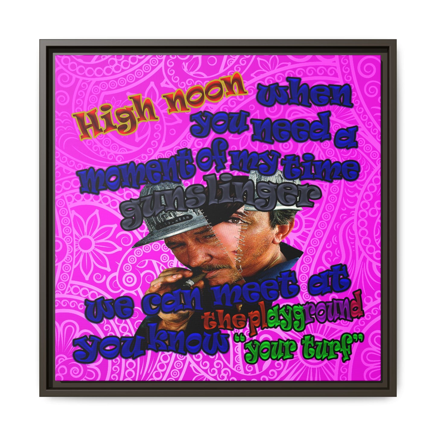 high noon - framed canvas art (pink swirl)
