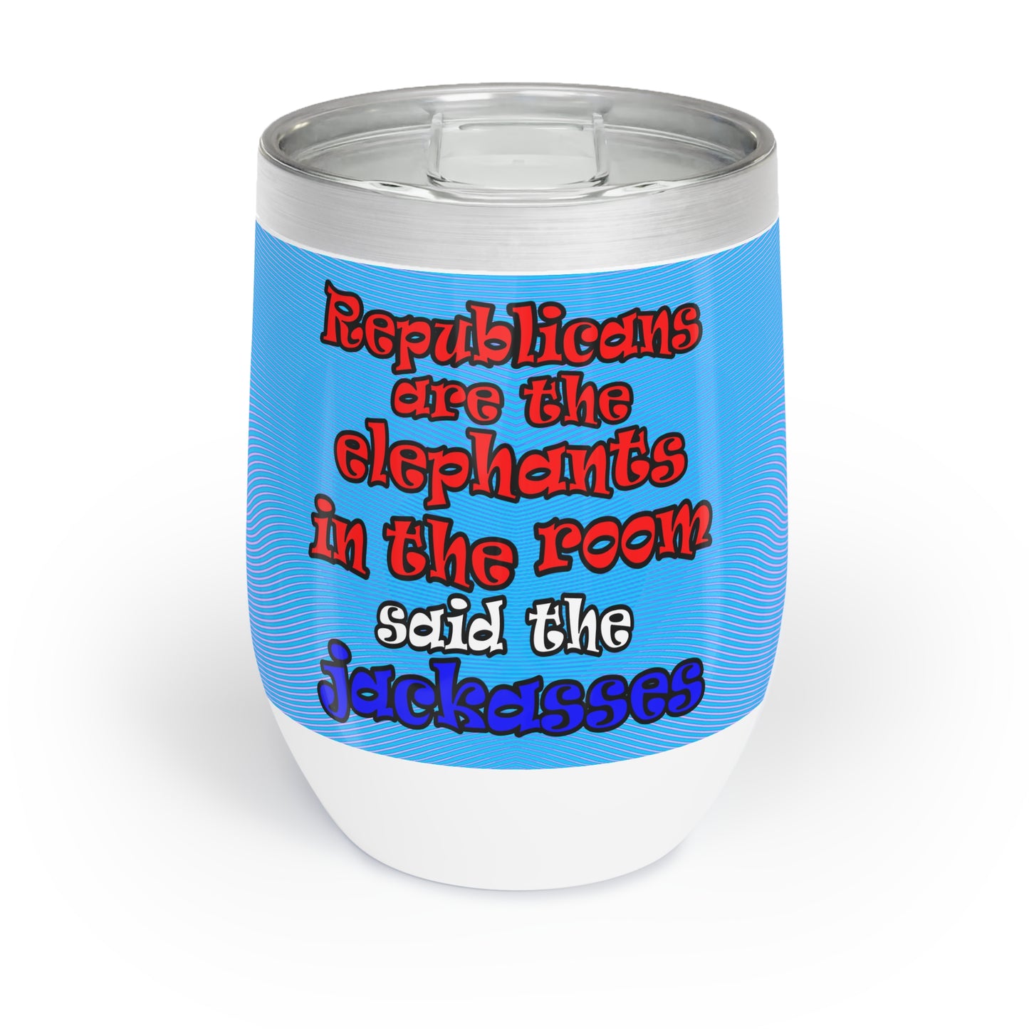 donkeys and elephants - Chill Wine Tumbler (light blue-purple wave)