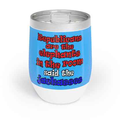 donkeys and elephants - Chill Wine Tumbler (light blue-purple wave)