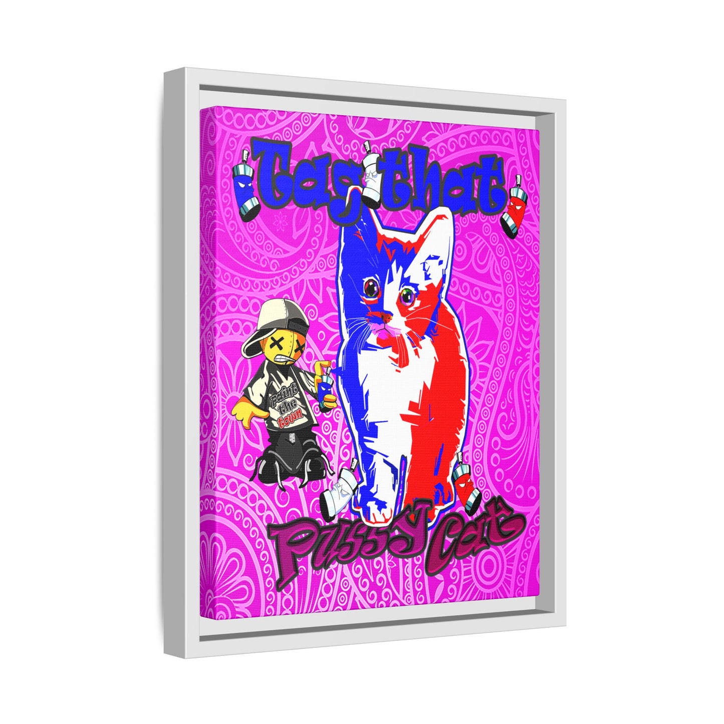 tag that - framed canvas art (pink swirl)