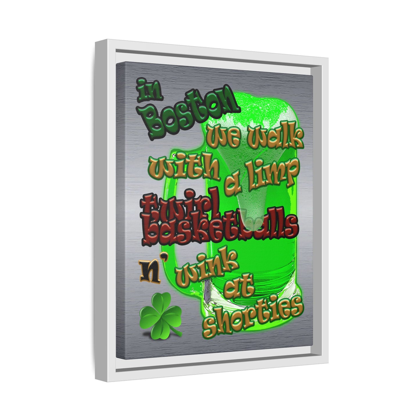 celtics logo - framed canvas art (brushed nickel)