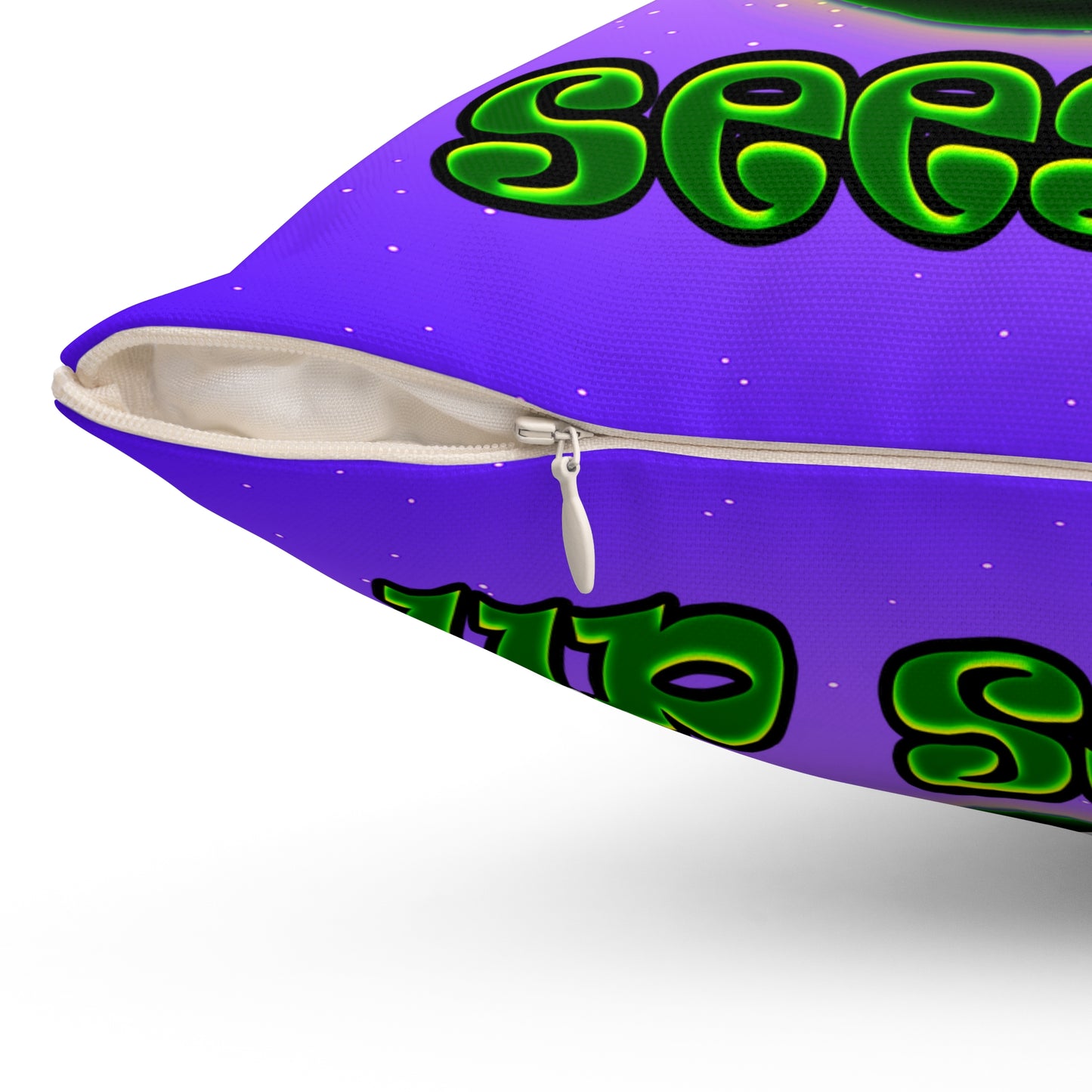 green monster - Spun Polyester Square Pillow - (purple-pink wave)