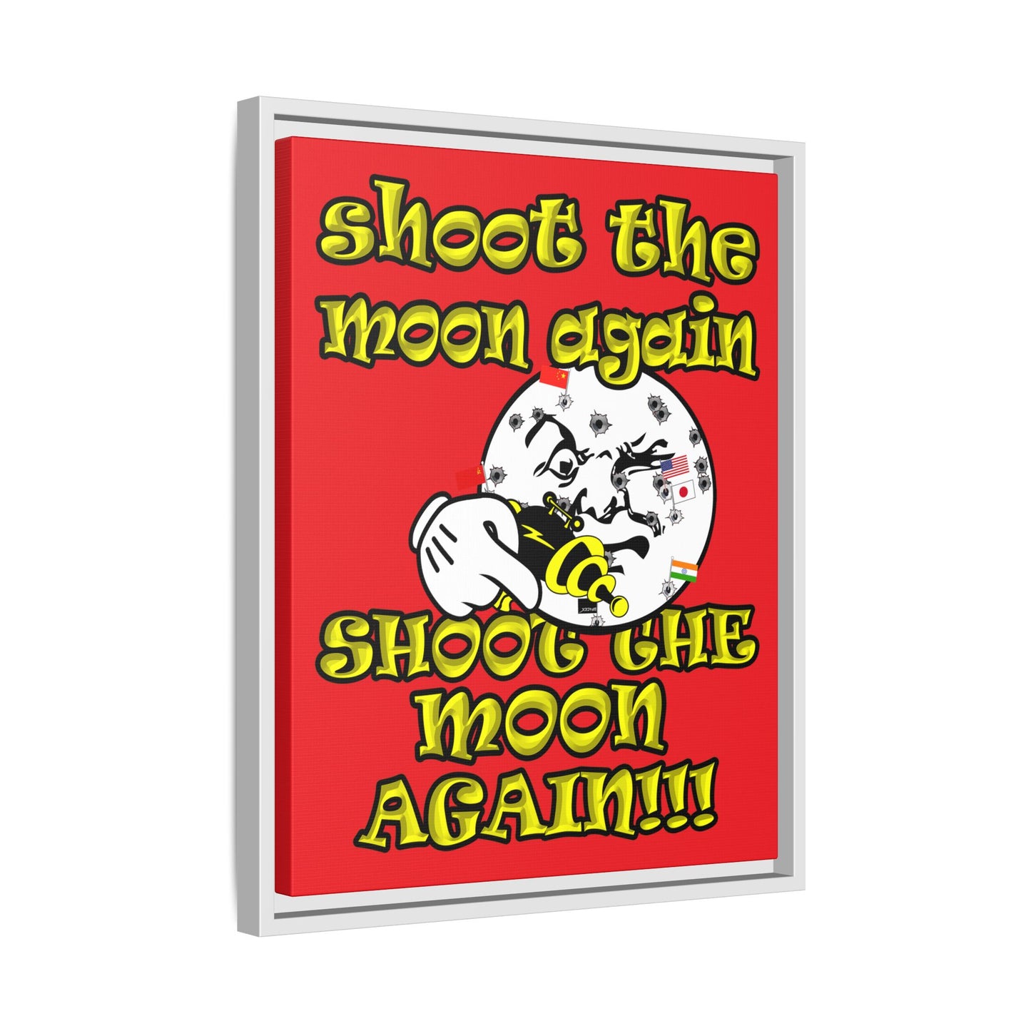 shoot the moon again - framed canvas art (red)