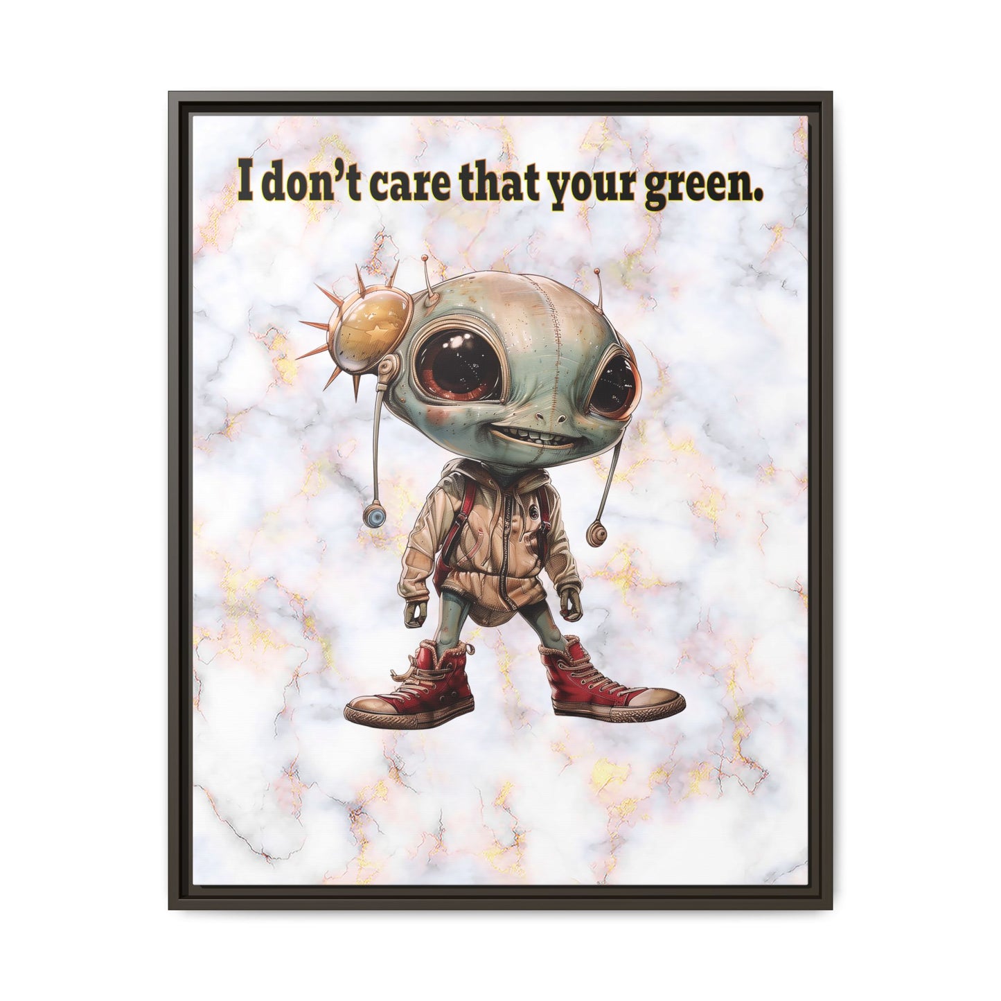 I don't care that your green - framed canvas art (white marble)