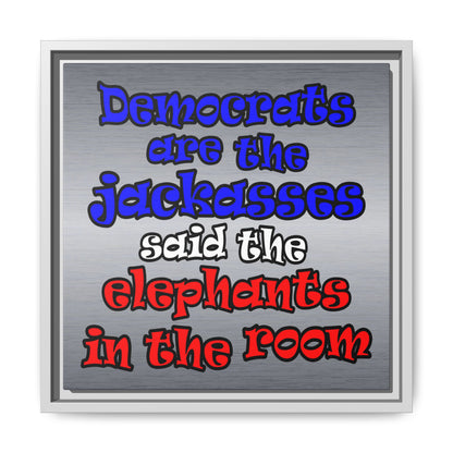 donkeys and elephants - framed canvas art (brushed nickel)