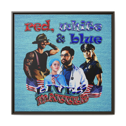 rw&b lives matter - framed canvas art (faded blue)