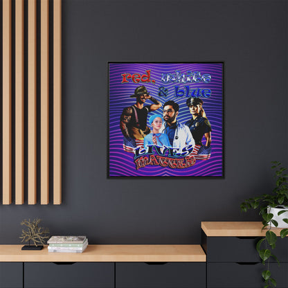 rw&b lives matter - framed canvas art (purple wave)