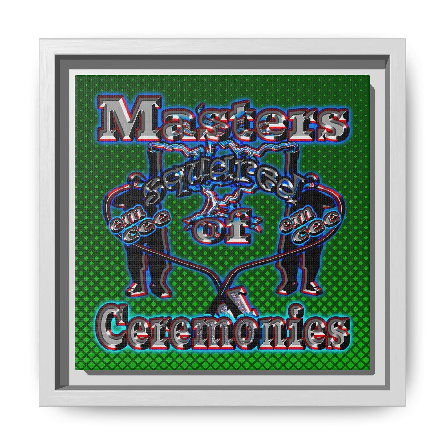 em cee squared - framed canvas art (logo green)