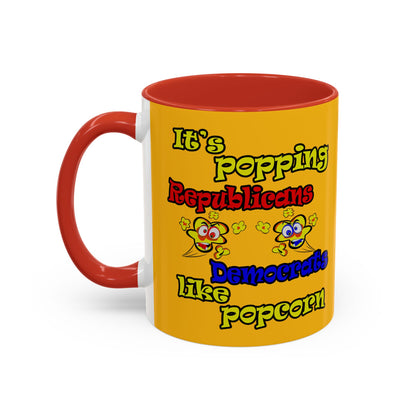popping like popcorn - Accent Mug (yellow)