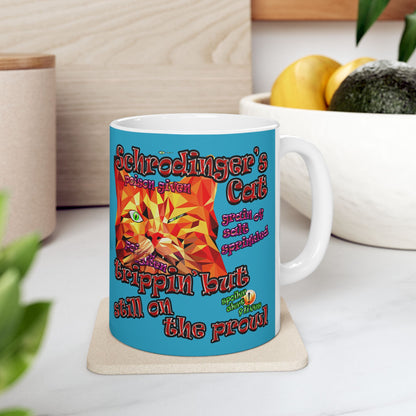 schrodinger's cat - White Mug (turquoise)