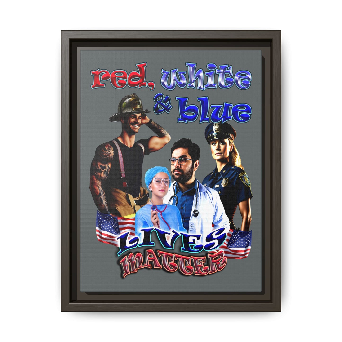 rw&b lives matter - framed canvas art (dark grey)