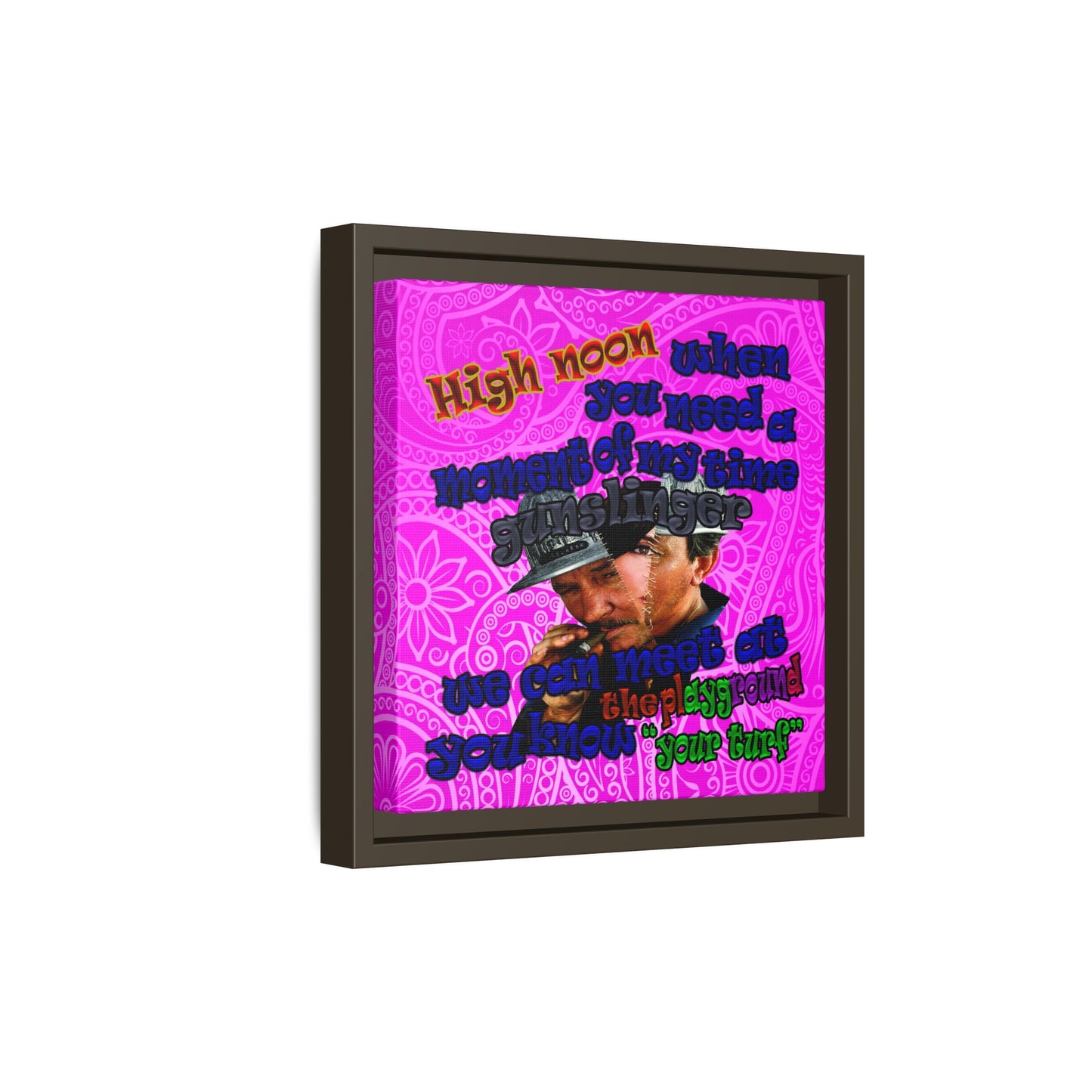 high noon - framed canvas art (pink swirl)