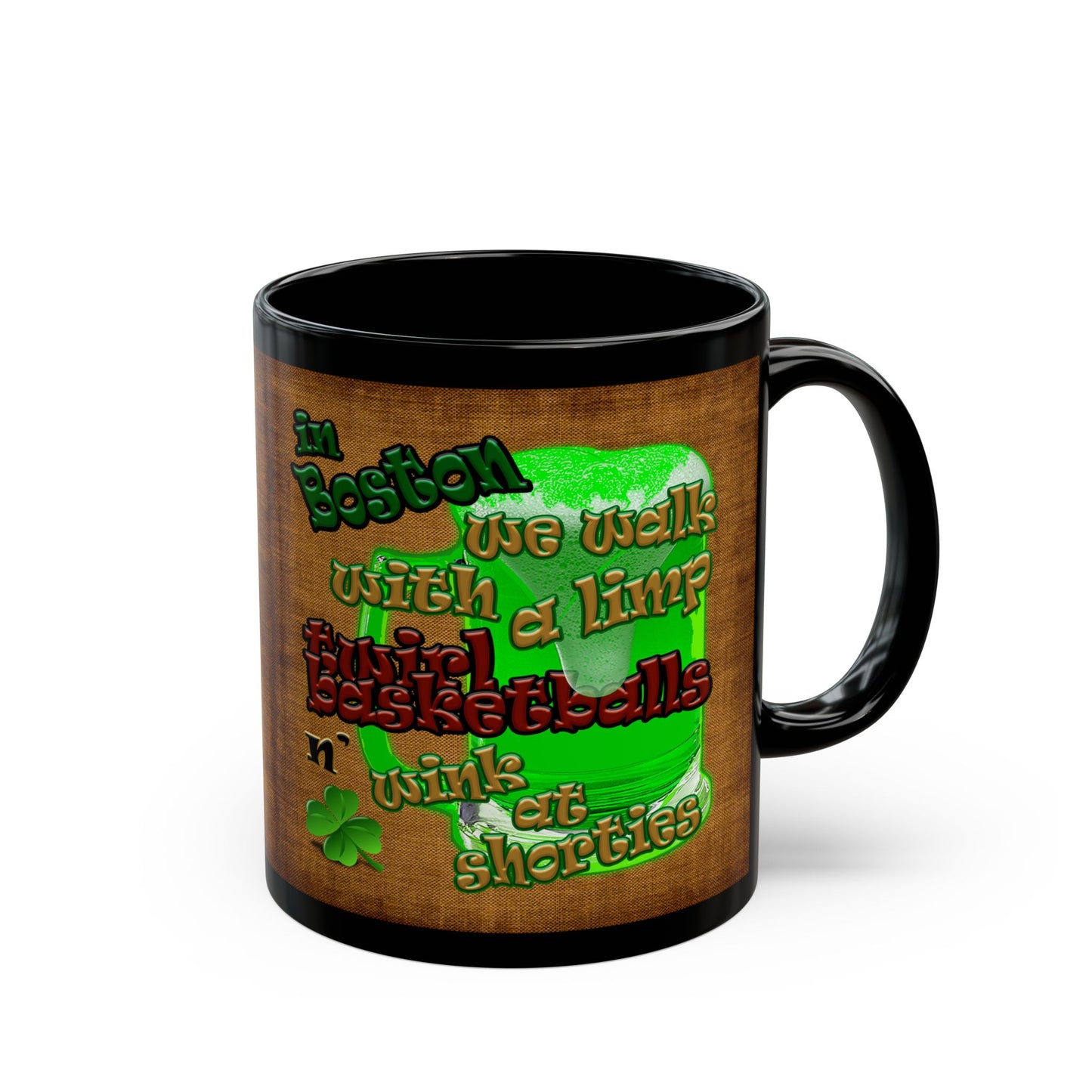 celtics logo - Black Mug (brown papyrus)
