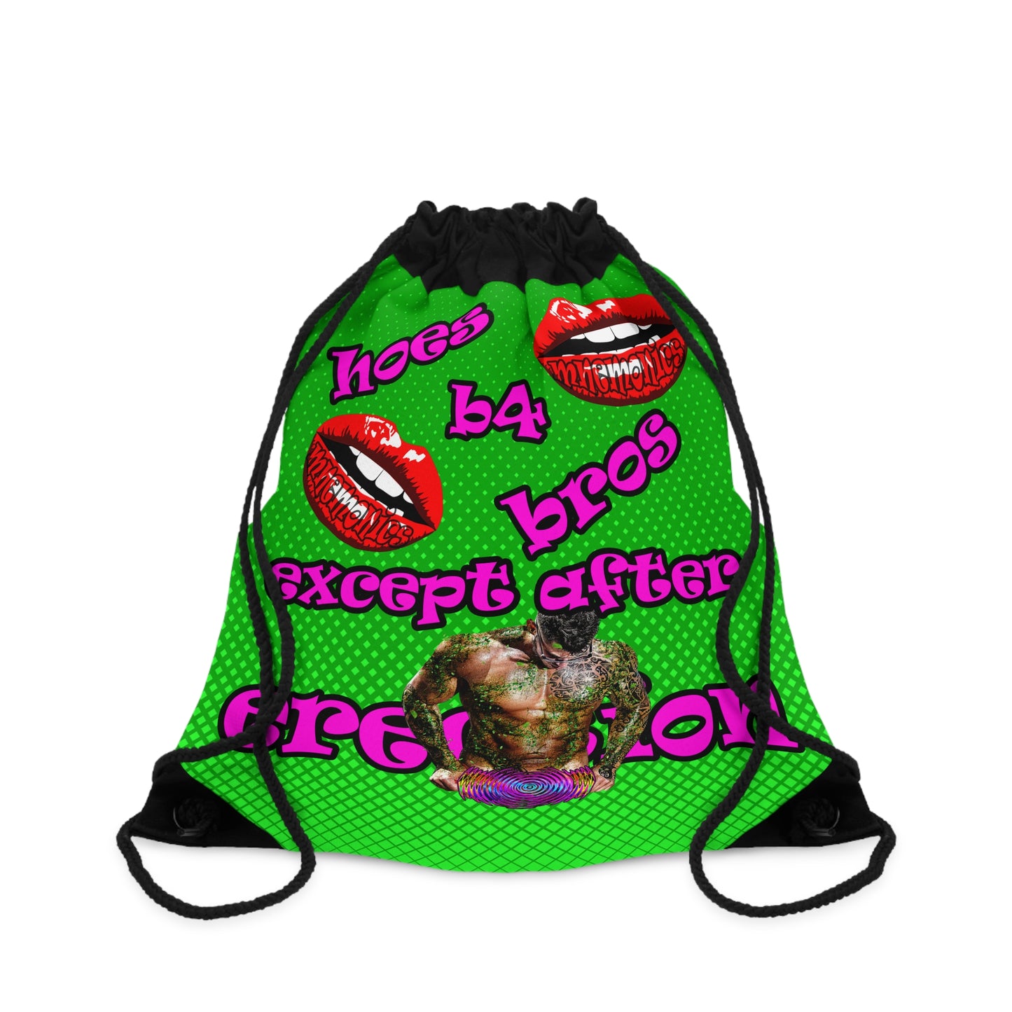 hoes b4 bros - Drawstring Bag (logo green)