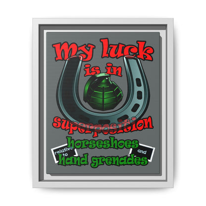 my luck - framed canvas art (dark grey)